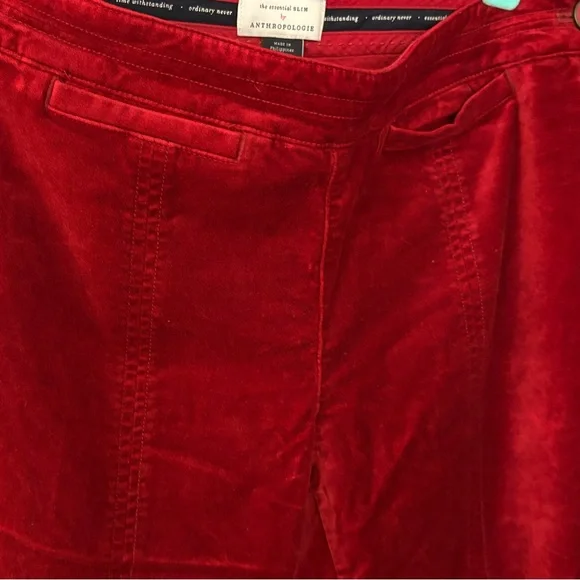 Anthropologie Rich Red Velvet Pants - Picture 3 of 4